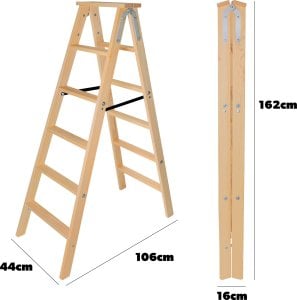 Kadax KADAX Drabina 6 Stopni Drewniana Rozstawna Malarska Dwustronna Domowa 1
