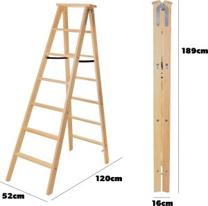 Kadax KADAX Drabina 7 Stopni Drewniana Rozstawna Malarska Dwustronna Domowa 1