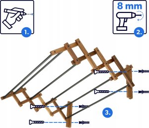 Kadax KADAX Suszarka Na Pranie Ścienna 6 Prętów Łazienkowa Harmonijkowa 85cm 4