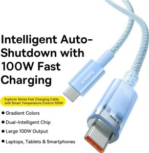 Kabel USB Baseus USB-C - USB-C 2 m Niebieski 8