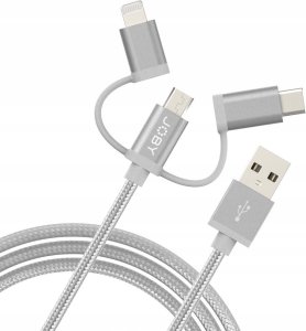 Kabel USB Joby USB-A - USB-C + microUSB + Lightning 1.2 m Szary (JB01818-BWW) 1