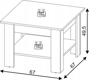 Vivaldi Meble Stolik kawowy MINI (67x67 cm) dąb sonoma 4