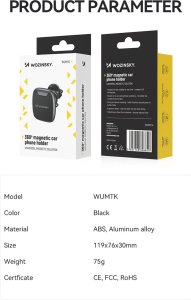 Wozinsky Uchwyt Wozinsky WUMTK na telefon magnetyczny na kratkę nawiewu w samochodzie - czarny 4