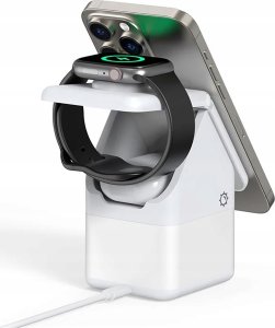 Ładowarka Duzzona Ładowarka indukcyjna Duzzona W20 15W 4w1 do iPhone / AirPods / Apple Watch z lampką nocną - biała 3