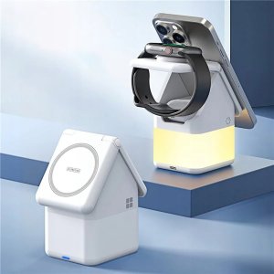 Ładowarka Duzzona Ładowarka indukcyjna Duzzona W20 15W 4w1 do iPhone / AirPods / Apple Watch z lampką nocną - biała 5