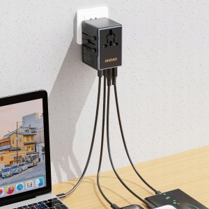 Adapter USB Dudao Adapter podróżny Dudao A65Pro 65W EU / US / JP / AUS / UK 2x USB-C 2x USB-A - czarny 3