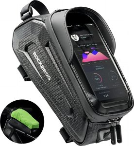 RockBros Sakwa rowerowa Rockbros B68 na ramę pancerna z kieszonką na telefon i pokrowcem 1.7l - czarna 1