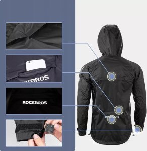 RockBros Kurtka przeciwdeszczowa Rockbros YPY013BK3XL oddychająca wiatroodporna XXXL - czarna 1