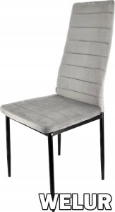 Lugano Krzesło tapicerowane zestaw 4 VALVA LINE VELVET GREY 2