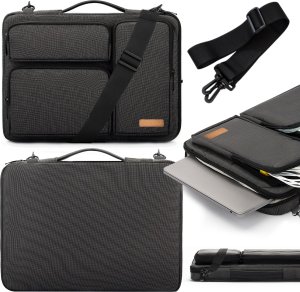Etui Alogy Torba Etui pokrowiec na MacBooka Air/Pro, laptopa, tablet 15.6" Alogy z paskiem na ramię Czarna 17