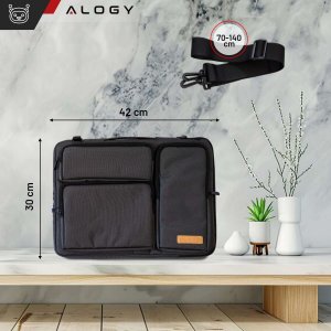 Etui Alogy Torba Etui pokrowiec na MacBooka Air/Pro, laptopa, tablet 15.6" Alogy z paskiem na ramię Czarna 2