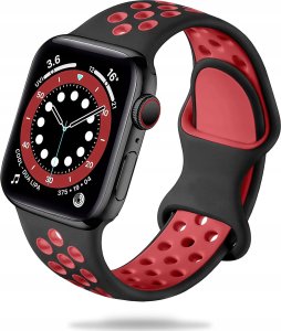 Tech Craft Sportowa gumowa opaska Apple Watch ( 38 / 40 / 41 mm ) czerwono czarna 1