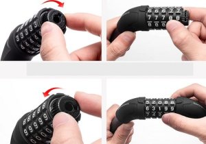 RockBros Zapięcie rowerowe blokada koła zamek na szyfr czarne ROCKBROS 9