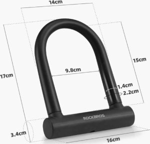RockBros Zapięcie rowerowe U-Lock wzmacniany zamek na klucz - czarne ROCKBROS 4