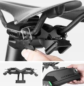 RockBros Torba rowerowa na telefon narzędzia pod siodełko z szybkozłączką czarna ROCKBROS 3