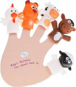 Triton Zestaw 5 Gumowych Pacynek na palce + Książeczka Farma dla dzieci 3+ Wiejskie Zwierzątka + Wodoodporność 3