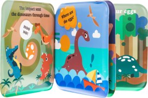 Triton Zestaw 5 Gumowych Pacynek na palce + Książeczka Dinozaury dla dzieci 3+ Wodoodporność + Odgrywanie teatrzyków 3