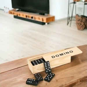 PrzydaSie Domino 28 X Drewniane Klocki Gra Rodzinna Pudełko 10