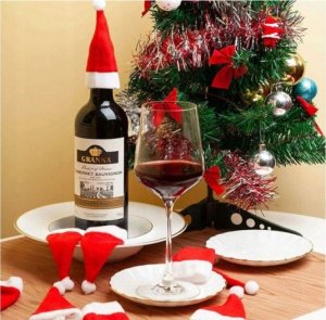 PrzydaSie Czapka Mikołaja Na Butelkę Sztućce 10Szt Ozdoby 7