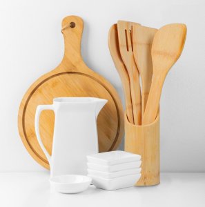 PrzydaSie Przybory Kuchenne Drewno Bambusowe Do Kuchni Łopatka Łyżka 5El 2