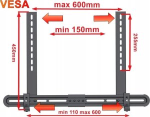 VETOUSON Uchwyt do Głośnika typu Soundbar MX-044 pod i nad Telewizor Uniwersalny 11