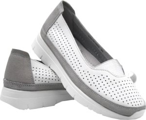 Jezzi Skórzane wsuwane buty damskie JEZZI 24BL18-6892 - white-grey 37 1