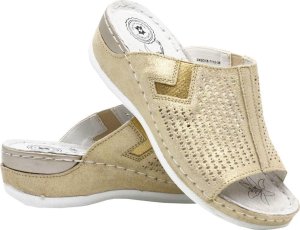 Jezzi Wygodne klapki damskie COMFORT SHOE 24SD18-7112 - gold 37 1