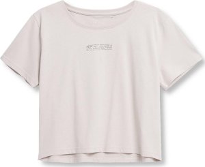 4f T-shirt crop top damski 4F SS23TTSHF333 - beżowy L 1