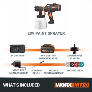 Worx Akumulatorowy rozpylacz do farby WORX Nitro WX020 pistolet malarski 2