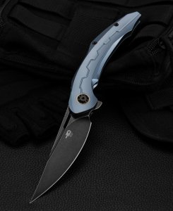 Bestech Knives Nóż składany Bestech Marukka Blue Titanium, Black Stonewashed M390 by Kombou (BT2002B) 1