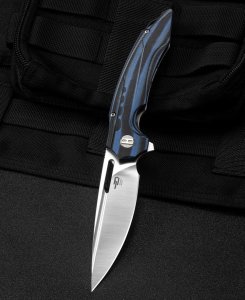 Bestech Knives Nóż składany Bestech Ornetta Carbon Fiber / Blue G10, Stonewash / Satin N690 by Kombou (BL02A) 1