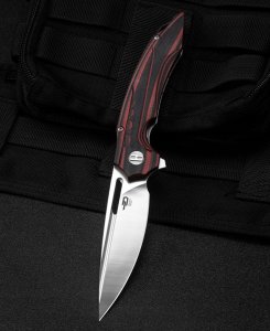 Bestech Knives Nóż składany Bestech Ornetta Carbon Fiber / Red G10, Stonewash / Satin N690 by Kombou (BL02B) 1