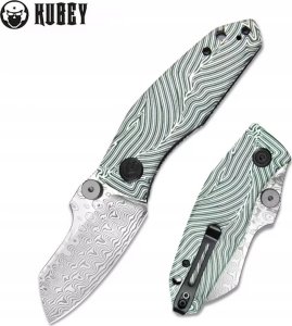 Kubey Knife Nóż składany Kubey Knife Monsterdog White/Green G10, Damascus by Dmitry Osarenko (KU337E) 1