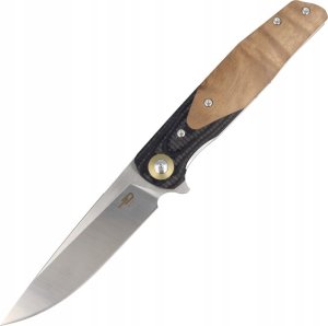 Bestech Knives Nóż składany Bestech Ascot Black Carbon Fiber/G10 Lightburl Wood, Satin 14C28N (BG19D) 1