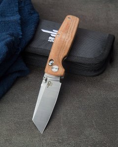 Bestech Knives Nóż składany Bestech Slasher Natural Micarta, Satin D2 (BG43D) 1