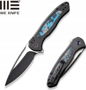 WE Knife Nóż składany WE Knife Button Lock Kitefin LE No 037/157 Black Titanium/Arctic Storm Fat Carbon, Black Stonewashed/Satin CPM 20CV 1