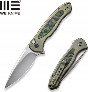 WE Knife Nóż składany WE Knife Button Lock Kitefin LE No 110/157 Green Titanium/Jungle Wear Fat Carbon, Hand Polished Satin CPM 20CV (WE1 1