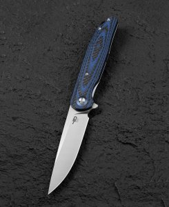 Bestech Knives Nóż składany Bestech Ascot Blue Carbon Fiber/G10, Satin D2 (BG19C) 1