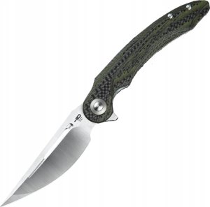 Bestech Knives Nóż składany Bestech Irida Black/Green Carbon Fiber/G10, Satin 14C28N by Kombou (BG25F) 1