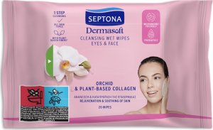 SEPTONA Chusteczki oczyszczające SEPTONA Dermasoft nawilżane Orchidea i kolagen 20szt 1