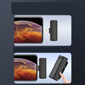 Mikrofon OEM Mikrofon krawatowy bezprzewodowy Lightning z etui ładującym S11 czarny 6