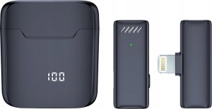 Mikrofon OEM Mikrofon krawatowy bezprzewodowy Lightning z etui ładującym S11 czarny 8