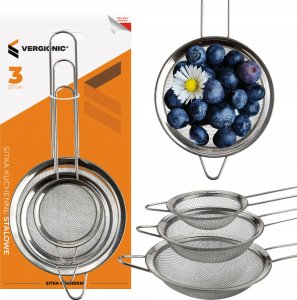 VERGIONIC Sitka kuchenne stalowe zestaw cedzak durszlak uniwersalny 3 szt. 2