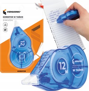 VERGIONIC KOREKTOR W TAŚMIE TAŚMOWY TAŚMA MYSZKA SZKOLNY AUTOMATYCZNY BIAŁY 5mm x 12m 2
