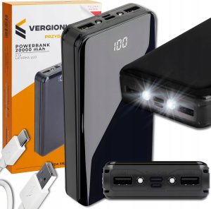 Powerbank VERGIONIC Powerbank 20000 mAh POWER BANK USB, USB-C z latarką LED szybkie ładowanie 1