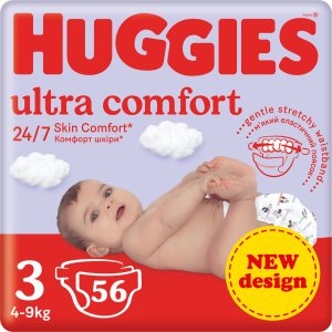 Huggies HUGGIES Pieluchy Ultra Comfort Jumbo Pack rozmiar 3 4-9kg 56szt 1