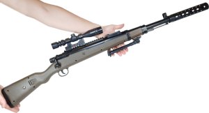 Gonher SZTUCER Karabin Myśliwski Na Kulki 6mm Snajperka ASG z Laserem + Granat kulek bezszw. 9