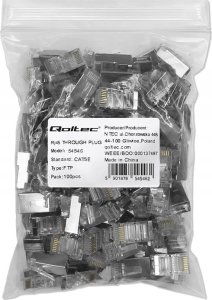 Qoltec Wtyk przelotowy złšcze RJ45 | CAT5e | FTP | Pass Through | Pozłacane styki | 100 sztuk 4