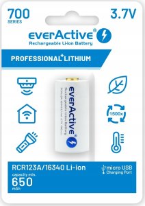 EverActive Akumulator 16340 3,7V Li-ion 700 mAh micro USB 1