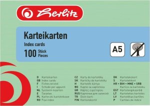 Herlitz Herlitz Karteikarte  A5 liniert grün           100er Packung 5